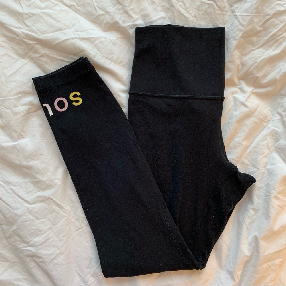 lululemon aligns - black with pastel “soul” decal